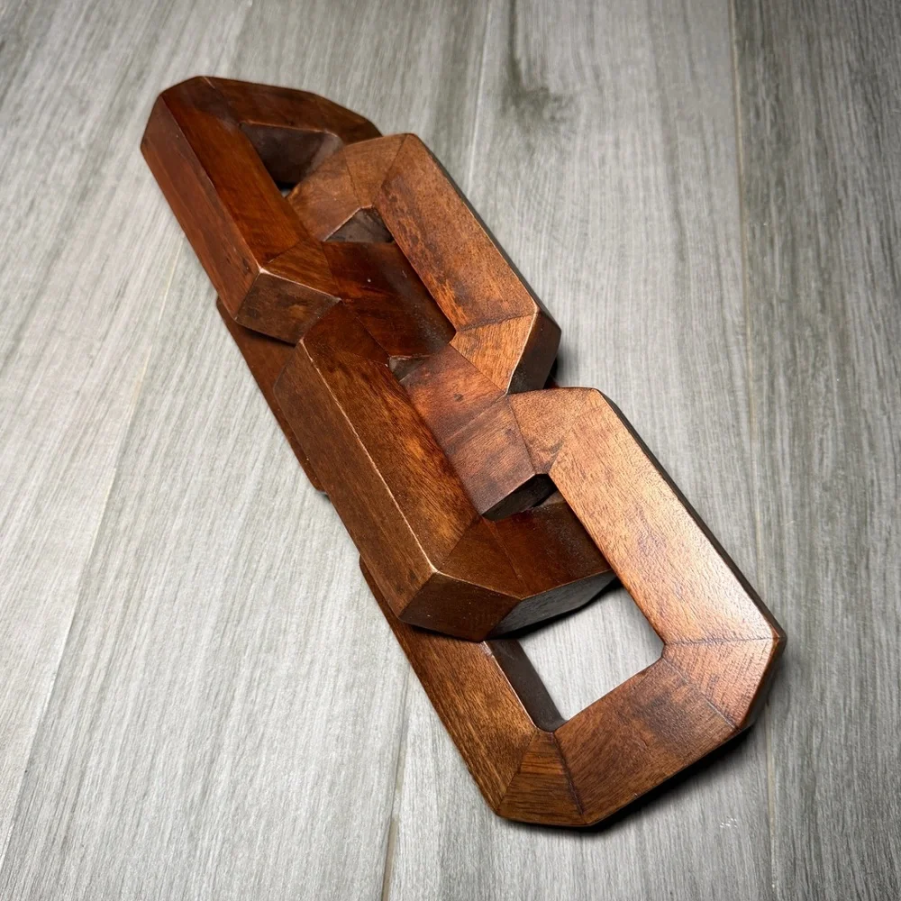 West Elm Solid Wood Linked Chain Sculpture in Brown